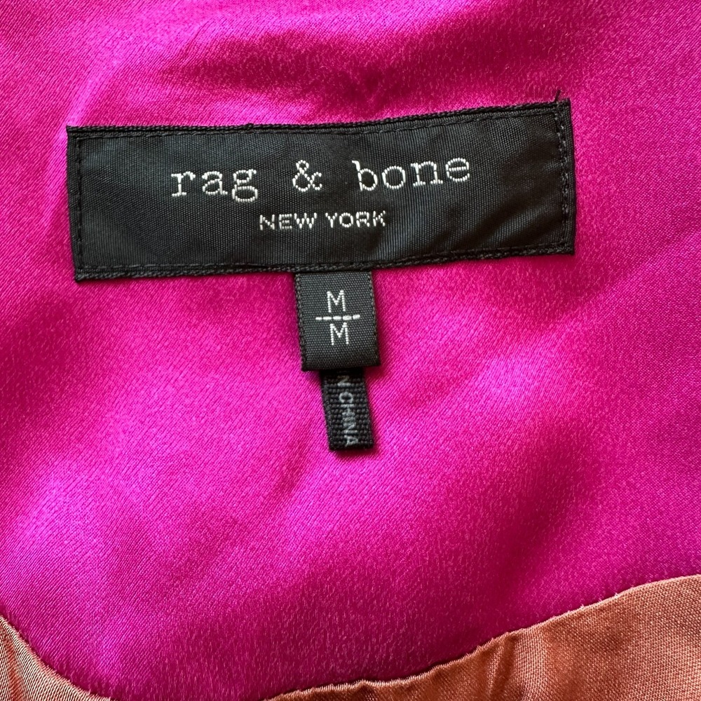 Rag & Bone Trail Silk Track Jacket Womens M Deep Pink Designer Luxury Athleisure - Picture 4 of 12